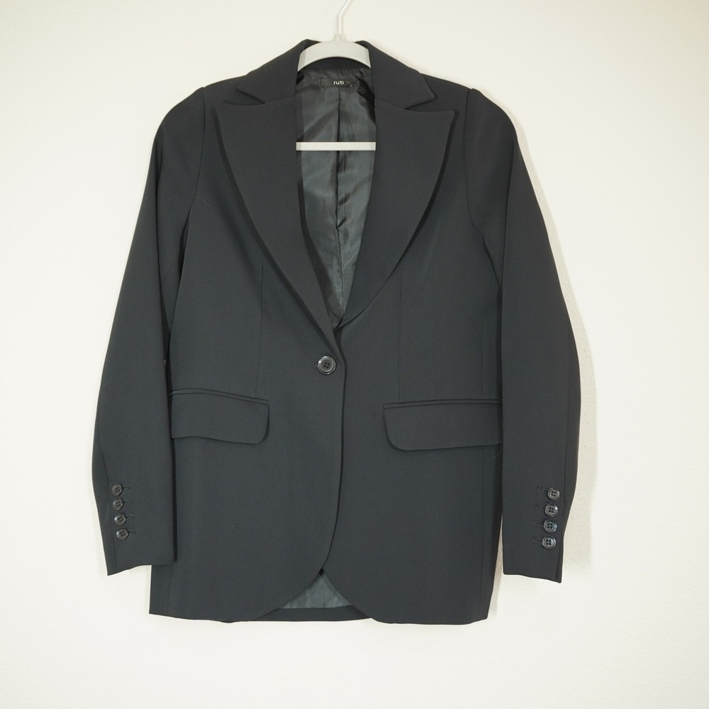 Ruti Women's Size 2 Black Single Button Tailored Blazer Jacket Feminine Suiting